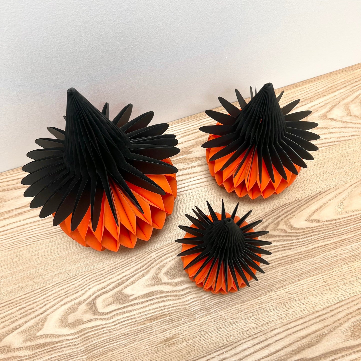 Paper Halloween Pumpkins with Witch Hats - Set of 3