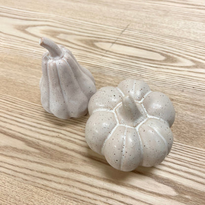 Neutral Stoneware Pumpkins - Set of 2