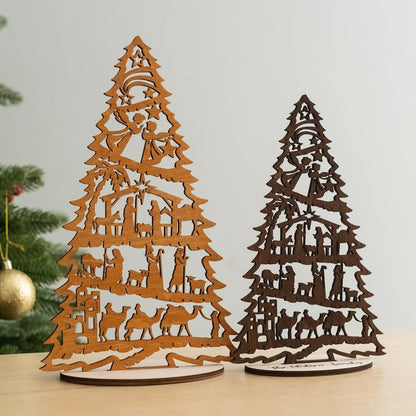 ✨ Wooden Silhouette Christmas Tree