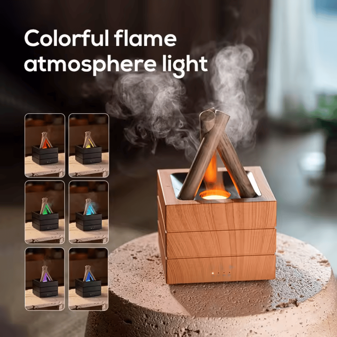 🔥Flame Fireplace Aroma Diffuser Humidifier Night Light Aromatherapy Timer Gift Atmosphere