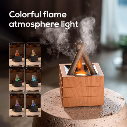 🔥Flame Fireplace Aroma Diffuser Humidifier Night Light Aromatherapy Timer Gift Atmosphere