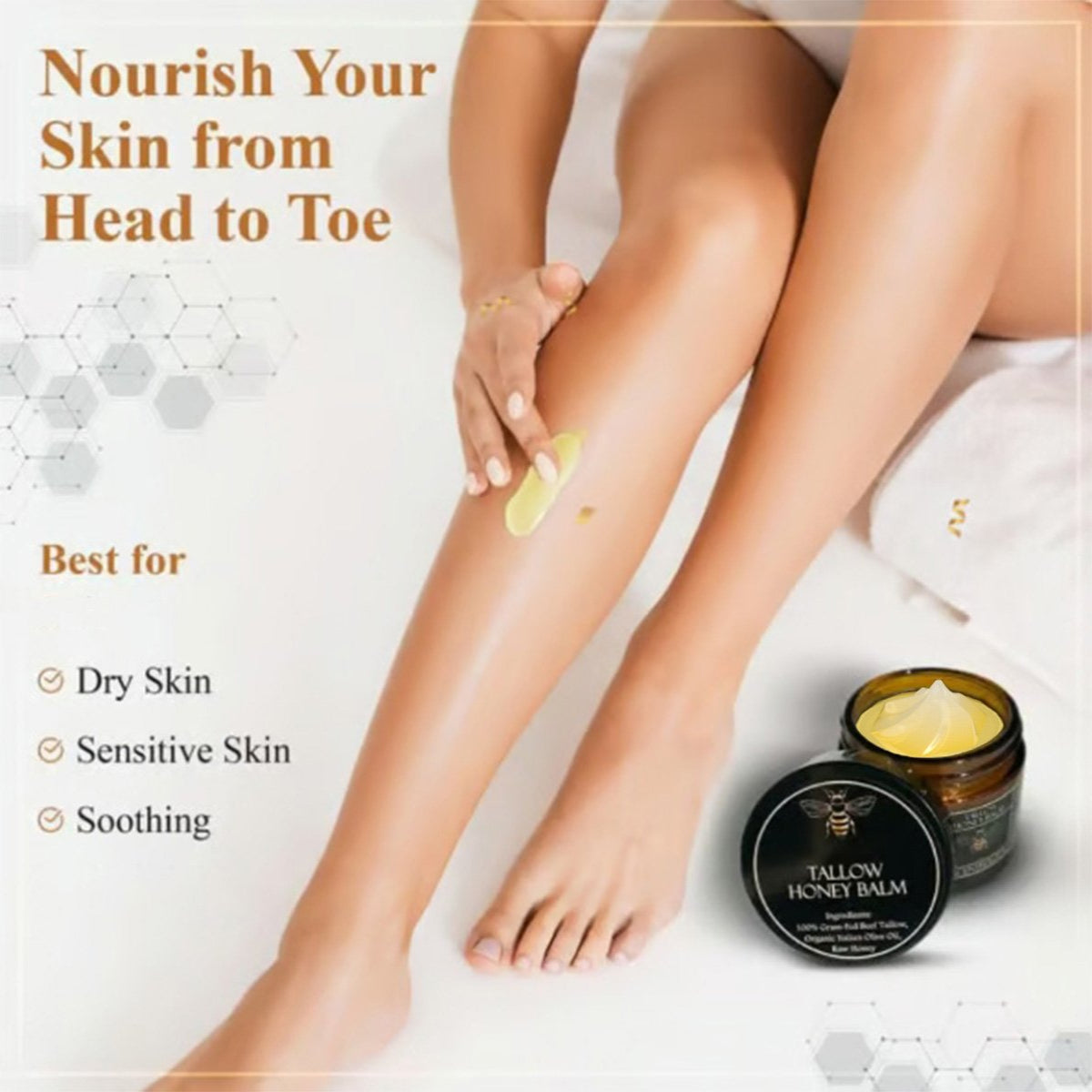 🔥Organic Grass-Fed Beef Tallow Balm with Raw Honey