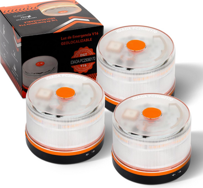 DarkFairy Luz de Emergencia V16 – Seguridad y Geolocalización para tu Vehículo-Aprobada por la DGT, con plan de datos incluido y base magnética IP54.