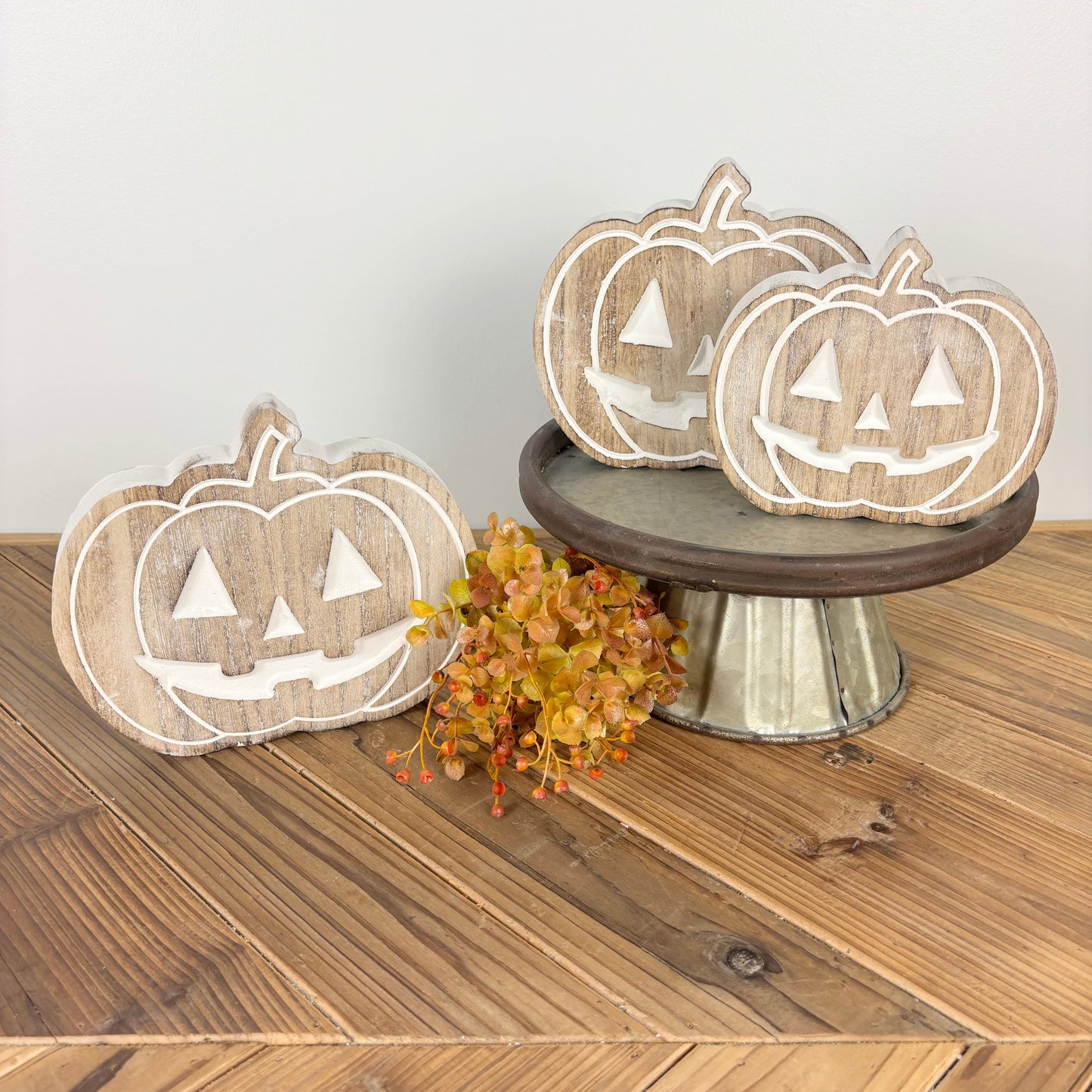 Carved Wood Jack-O-Lantern - 3 Sizes