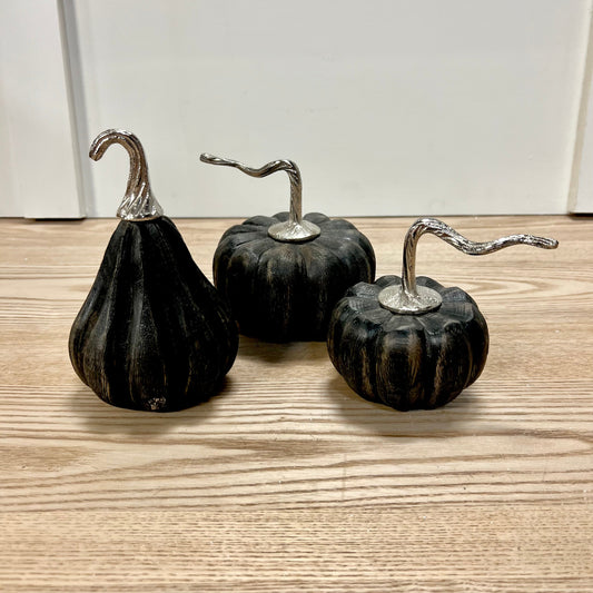 Black Distressed Wooden Pumpkins