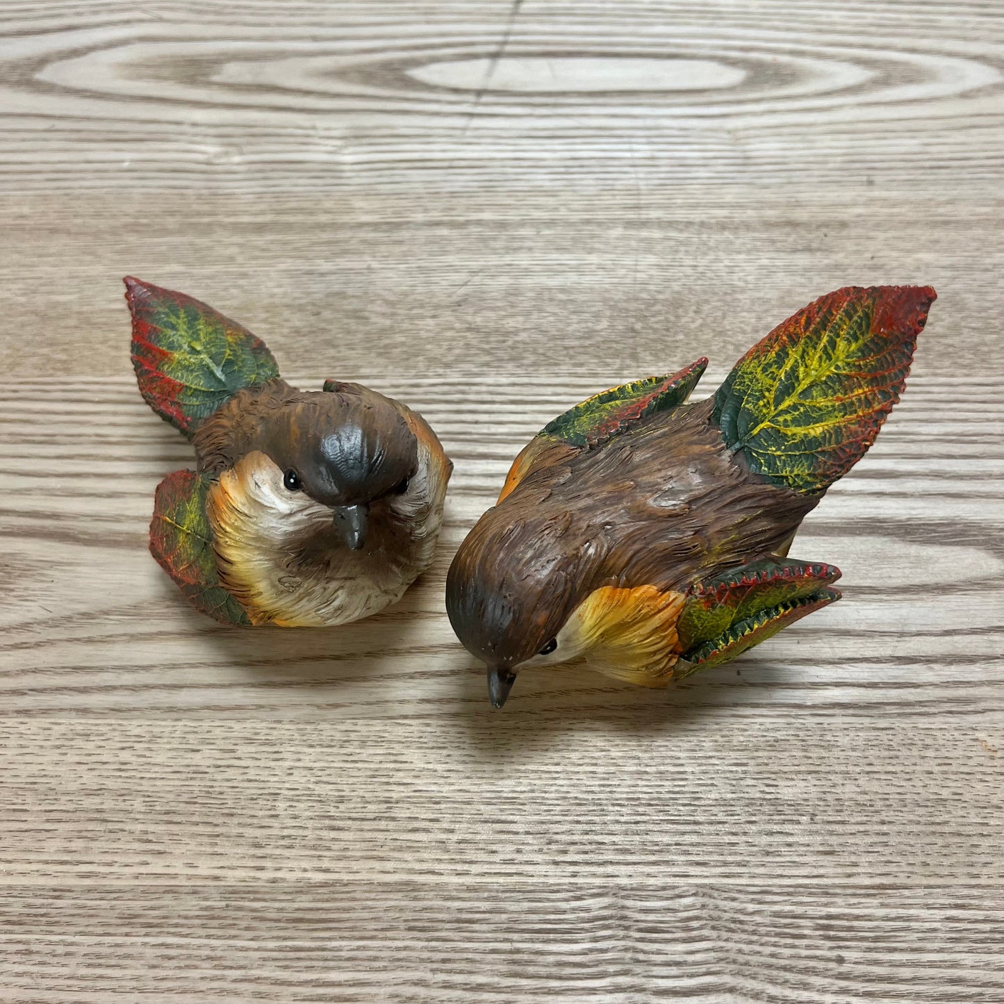 Resin Birds with Leaves - Set of 2
