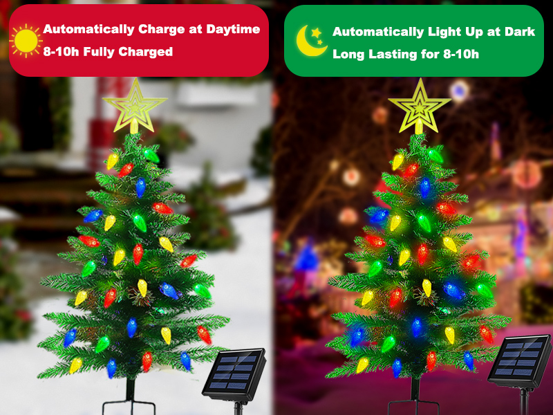 Christmas Tree Christmas Decorations Outdoor—Solar,Waterproof,Windproof
