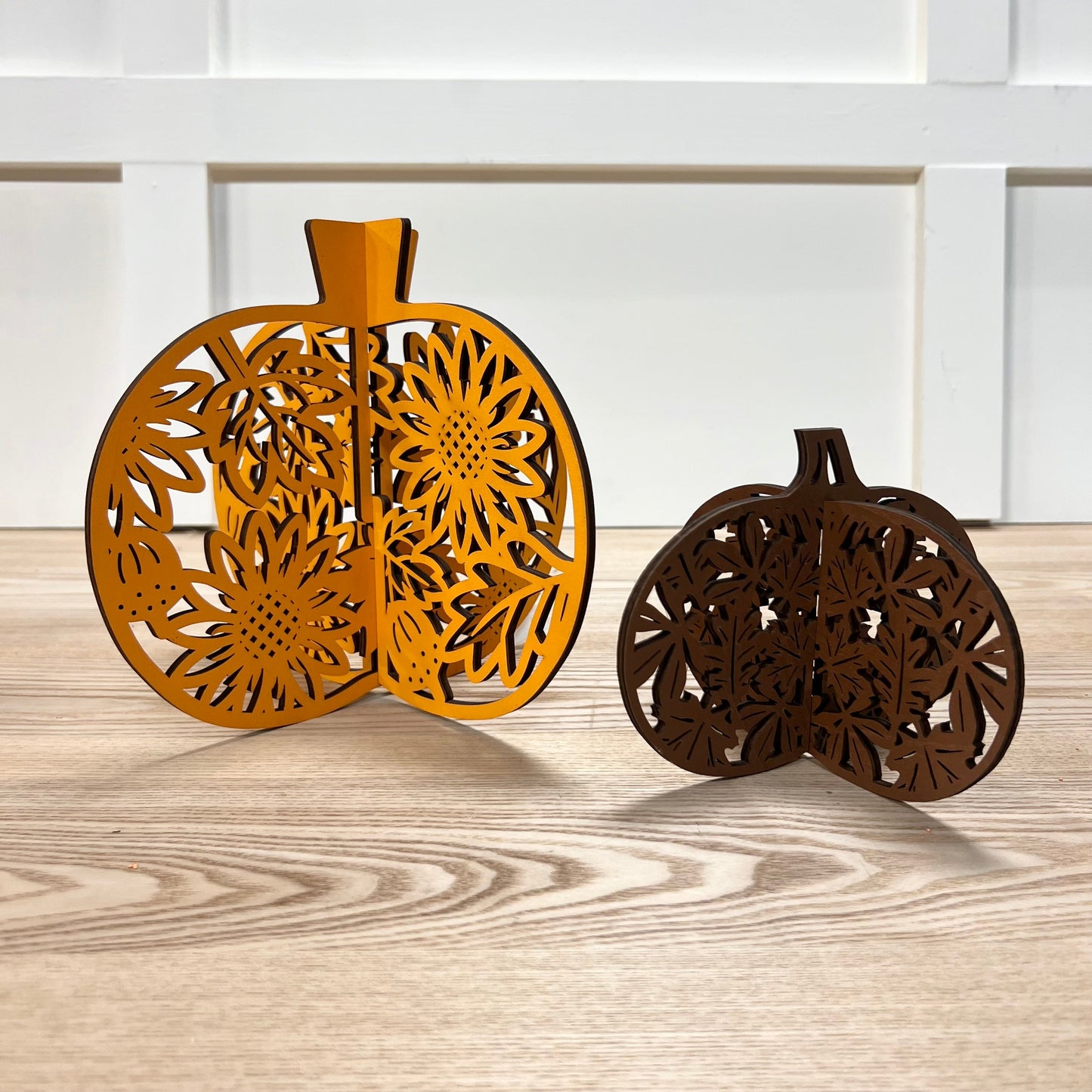 Laser-Cut Wooden Pumpkins - Set of 2