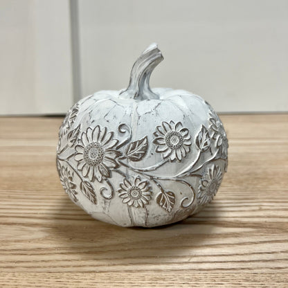White Washed Resin Pumpkins