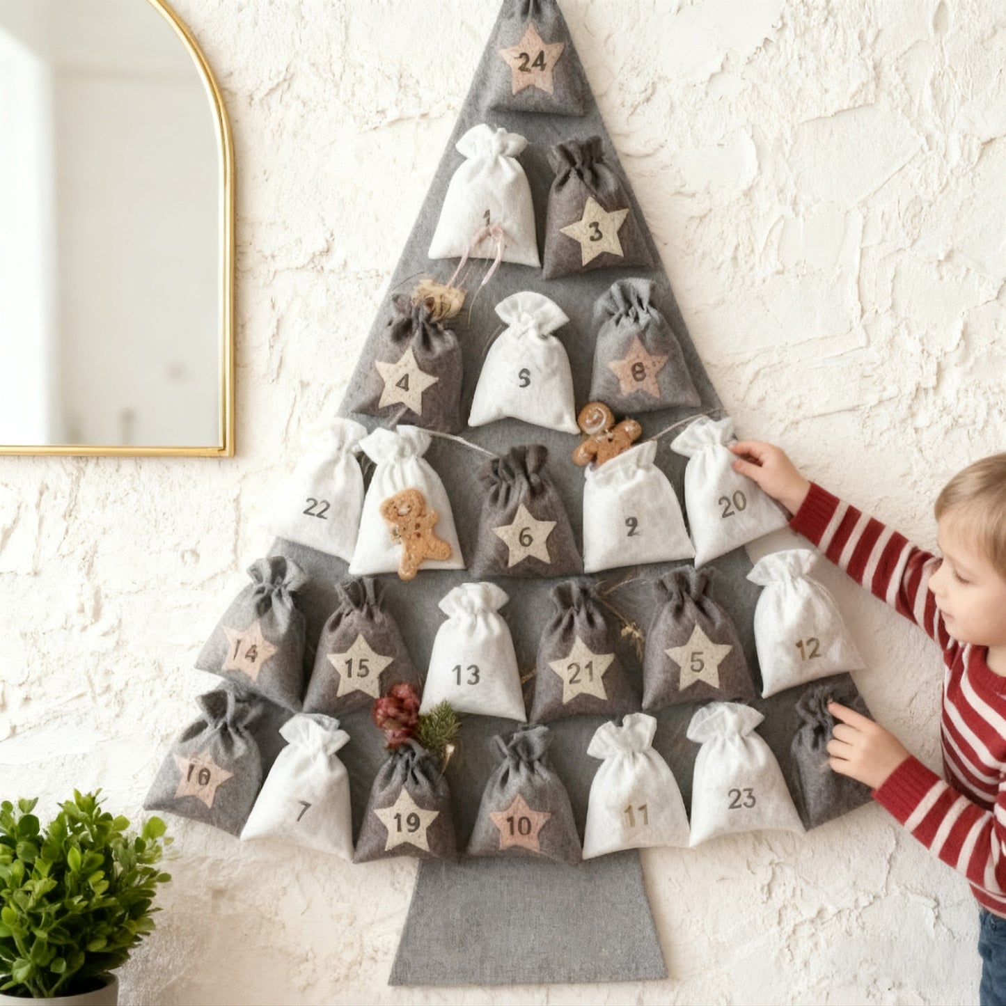 🎄Felt Christmas Tree Advent Calendar with 24 Pockets+🎁 FREE Ornament Gift