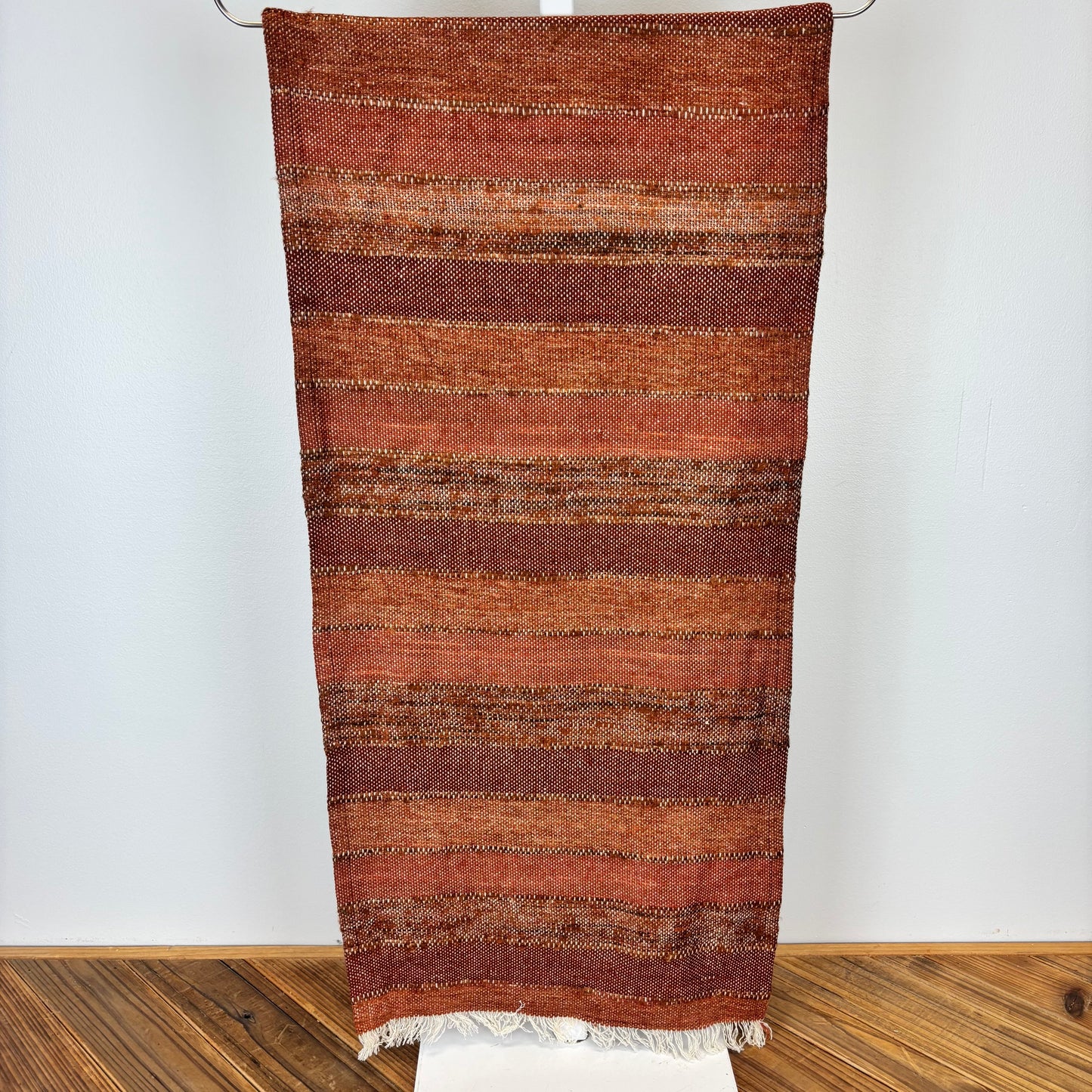 Woven Blend Striped Table Runner with Frayed Edges