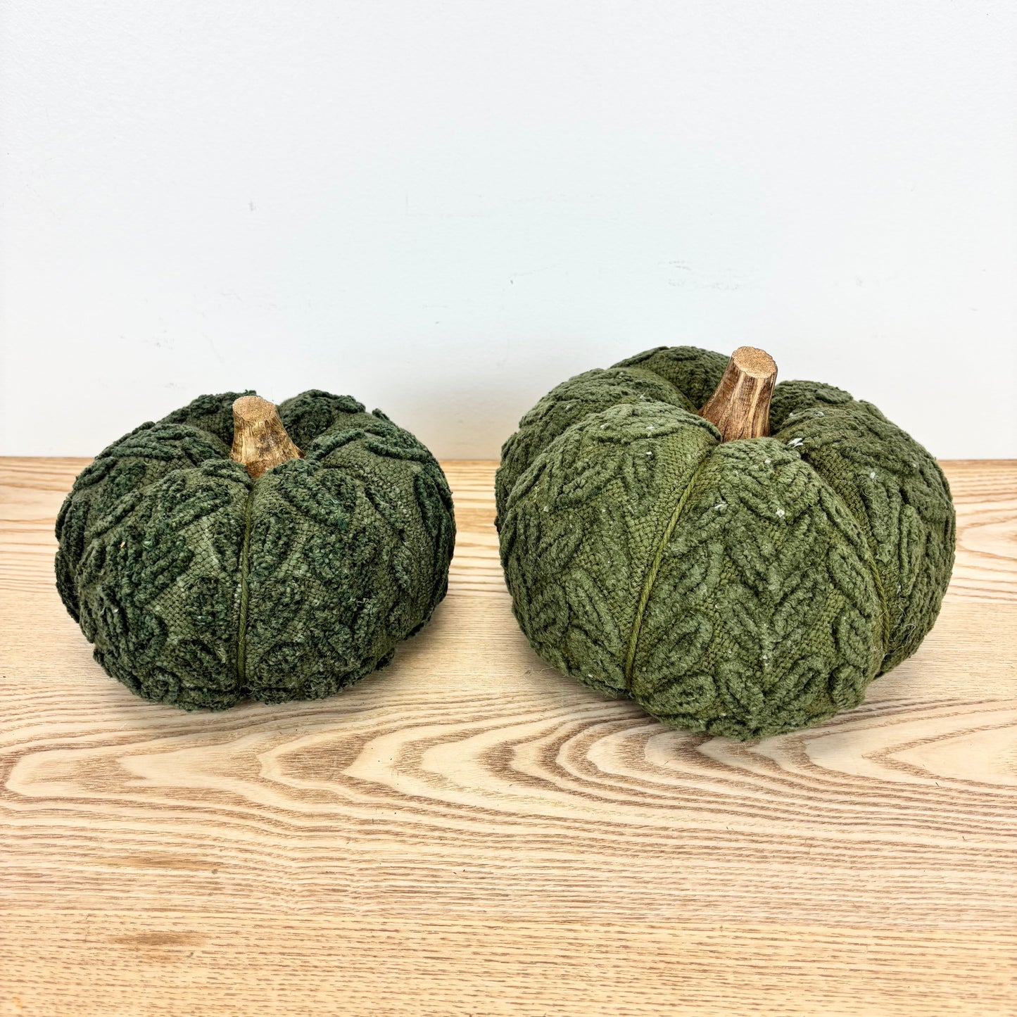Green Knit Pumpkins - 2 Sizes