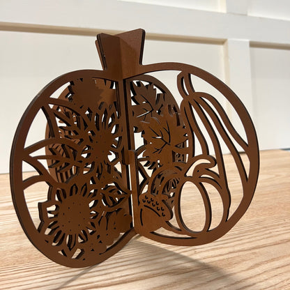 Laser-Cut Wooden Pumpkins - Set of 2