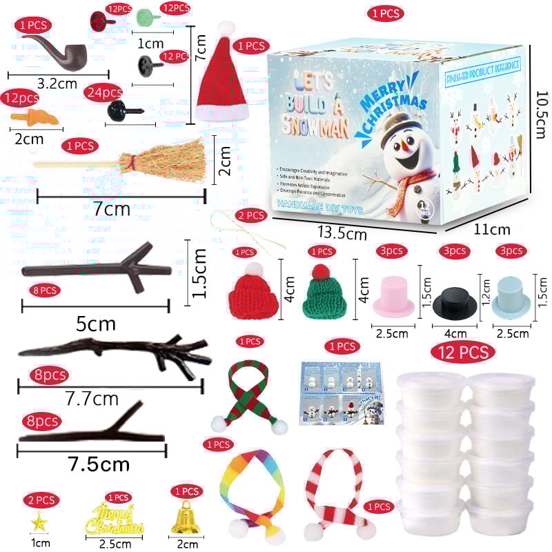 🎅☃️Christmas Snowman DIY Clay Craft Kit for Kids, Modeling Clay Snowman DIY Kit