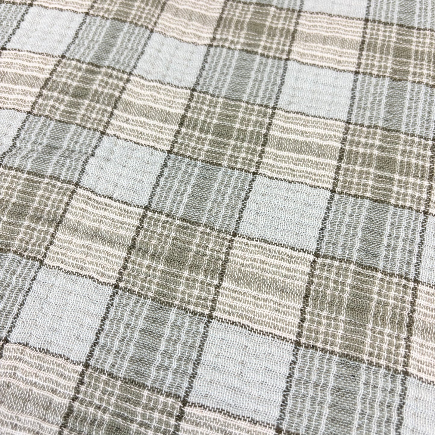 Woven Cotton Double Cloth Table Runner with Frayed Edges Plaid