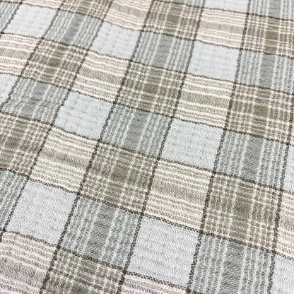 Woven Cotton Double Cloth Table Runner with Frayed Edges Plaid