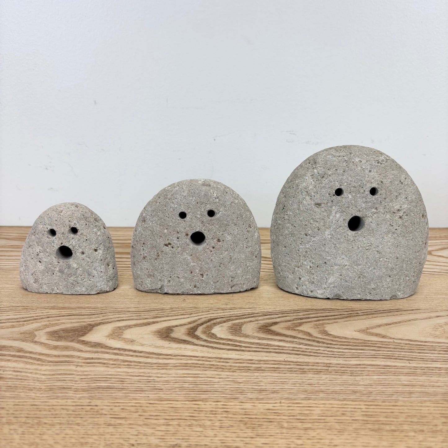 Set of 3 River Rock Ghosts