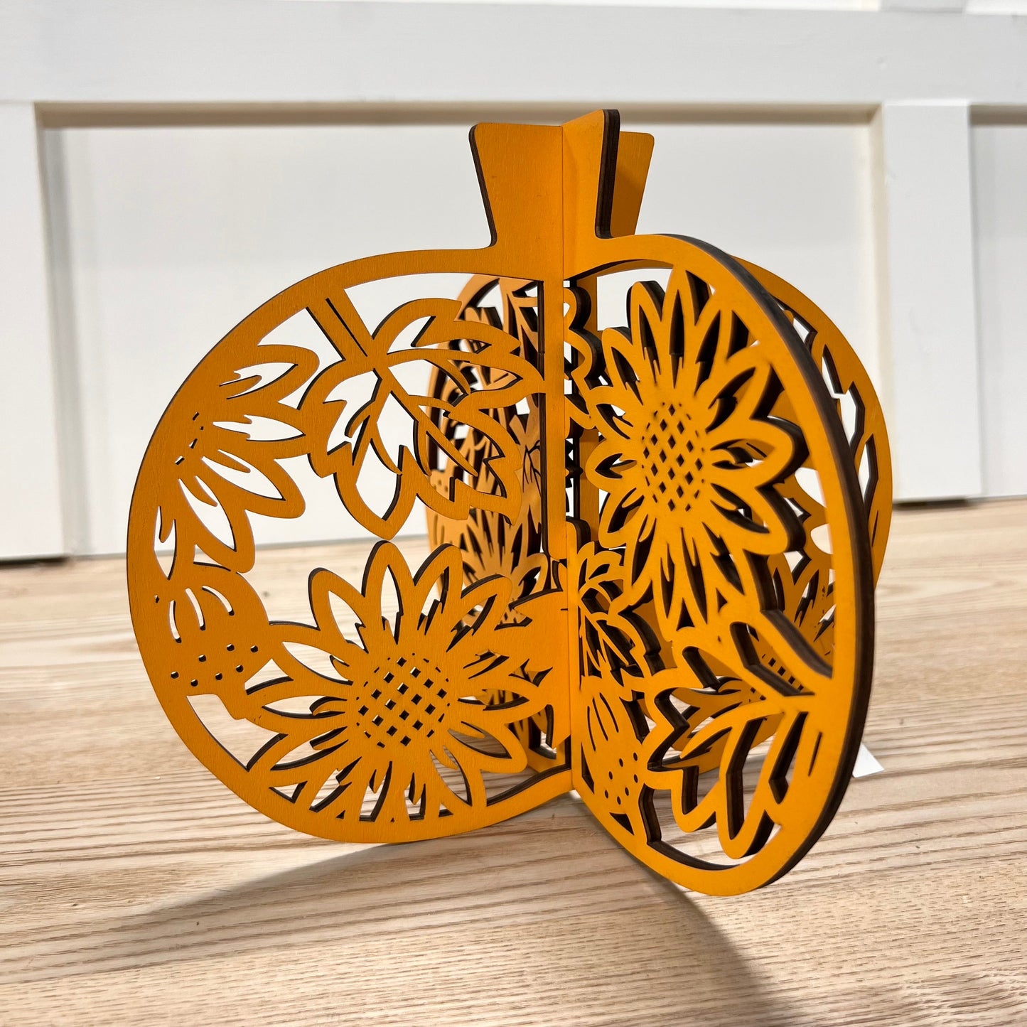 Laser-Cut Wooden Pumpkins - Set of 2