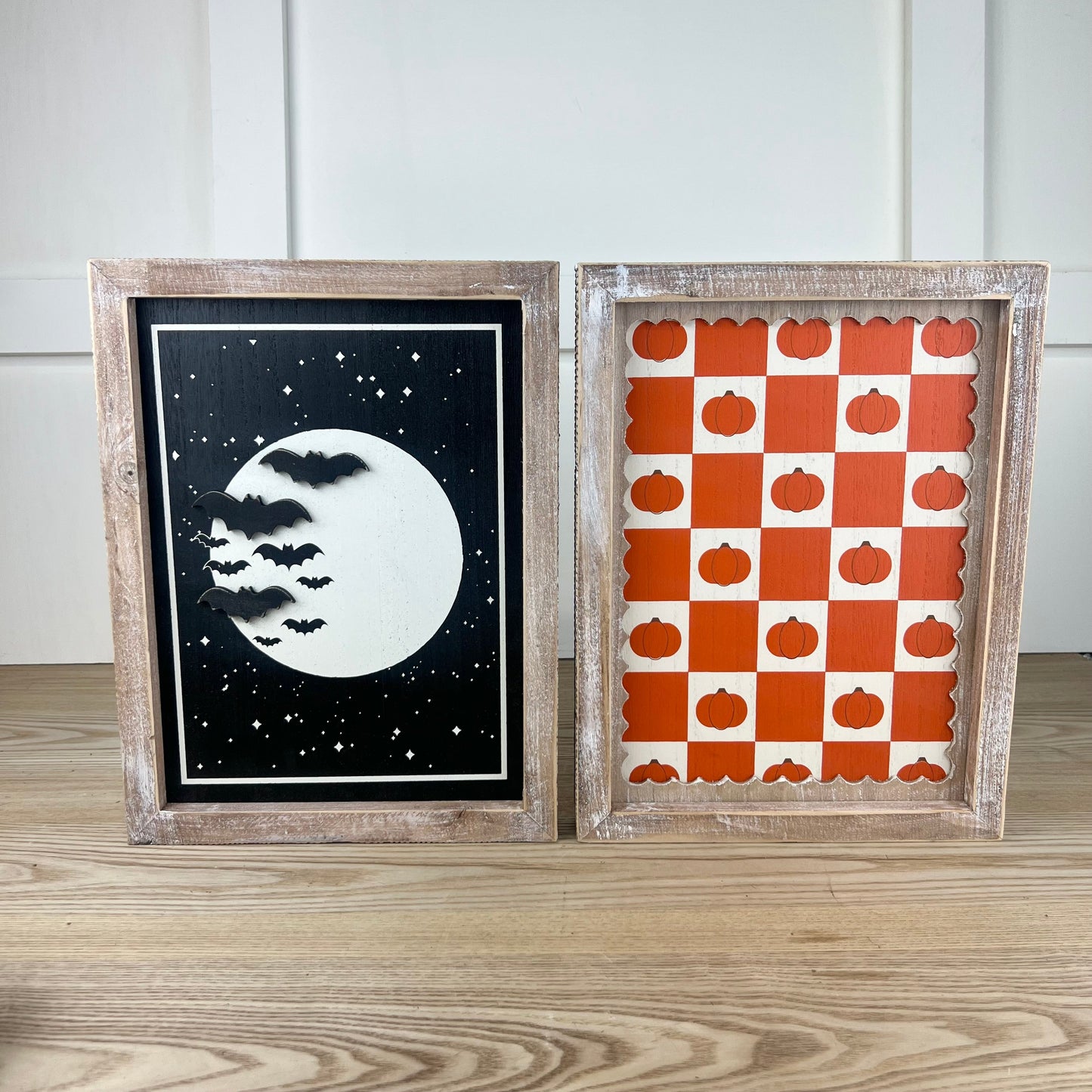 Moon/Pumpkin Reversible Wood Frame Sign