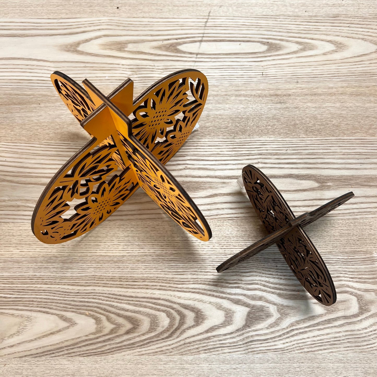 Laser-Cut Wooden Pumpkins - Set of 2