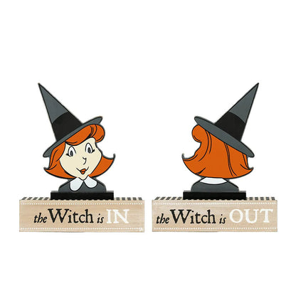 The Witch Is In/The Witch Is Out Reversible Wood Sign