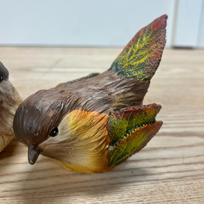 Resin Birds with Leaves - Set of 2