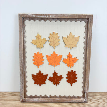 Countdown to Halloween/Autumn Leaves Reversible Wood Framed Sign
