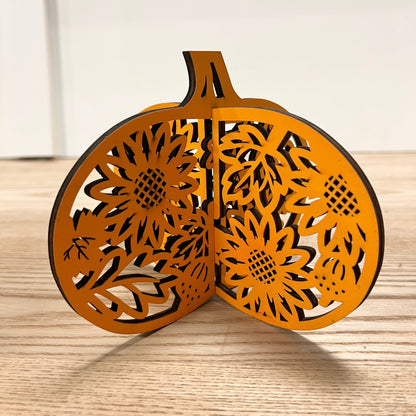Laser-Cut Wooden Pumpkins - Set of 2