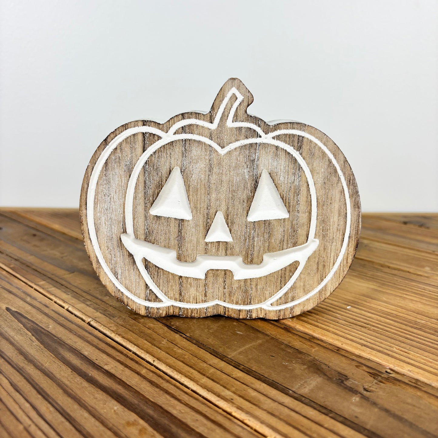 Carved Wood Jack-O-Lantern - 3 Sizes