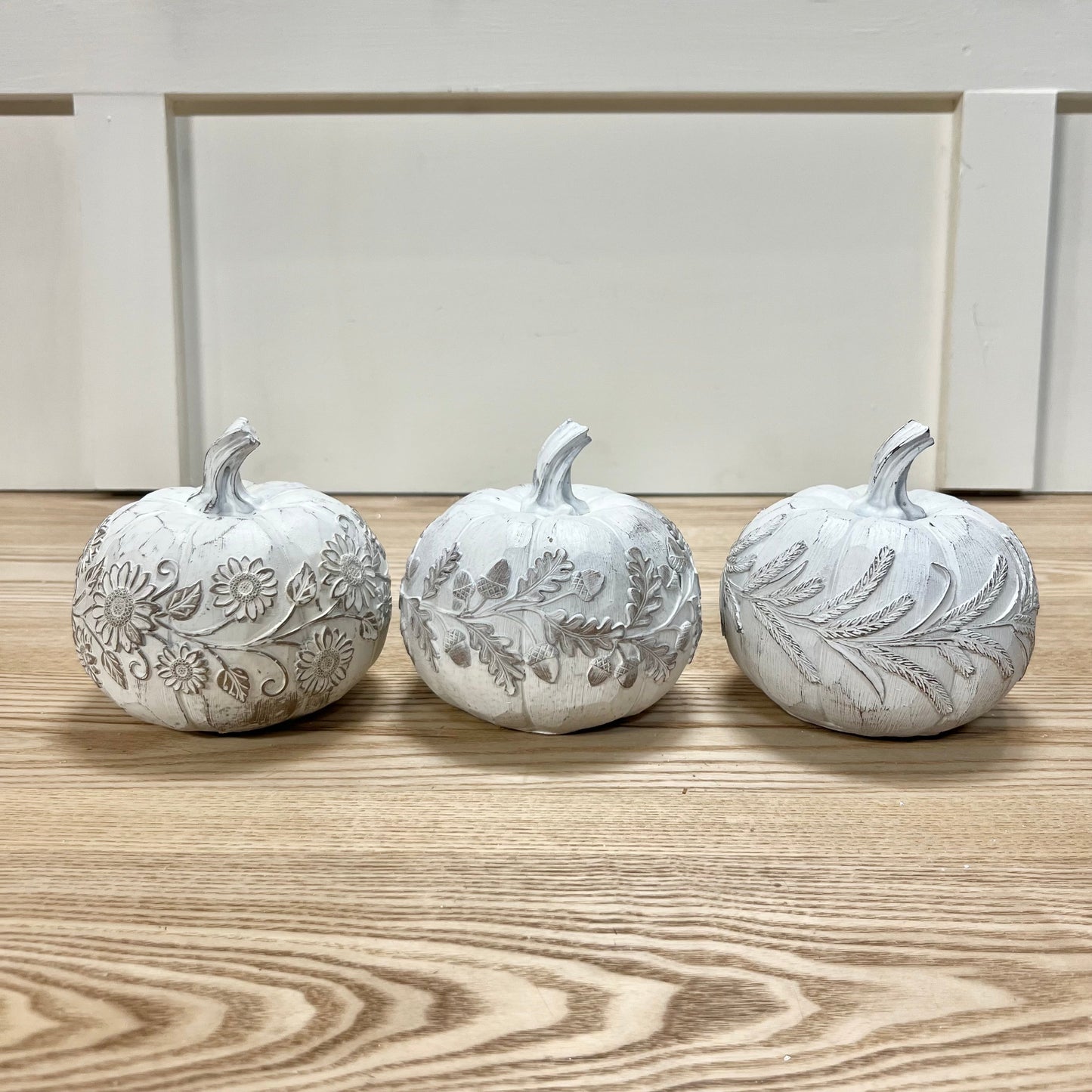 White Washed Resin Pumpkins