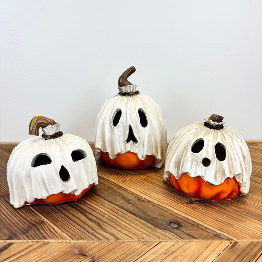 Lighted Ghost Pumpkins - 3 Styles