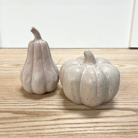 Neutral Stoneware Pumpkins - Set of 2