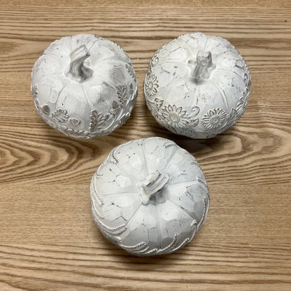 White Washed Resin Pumpkins