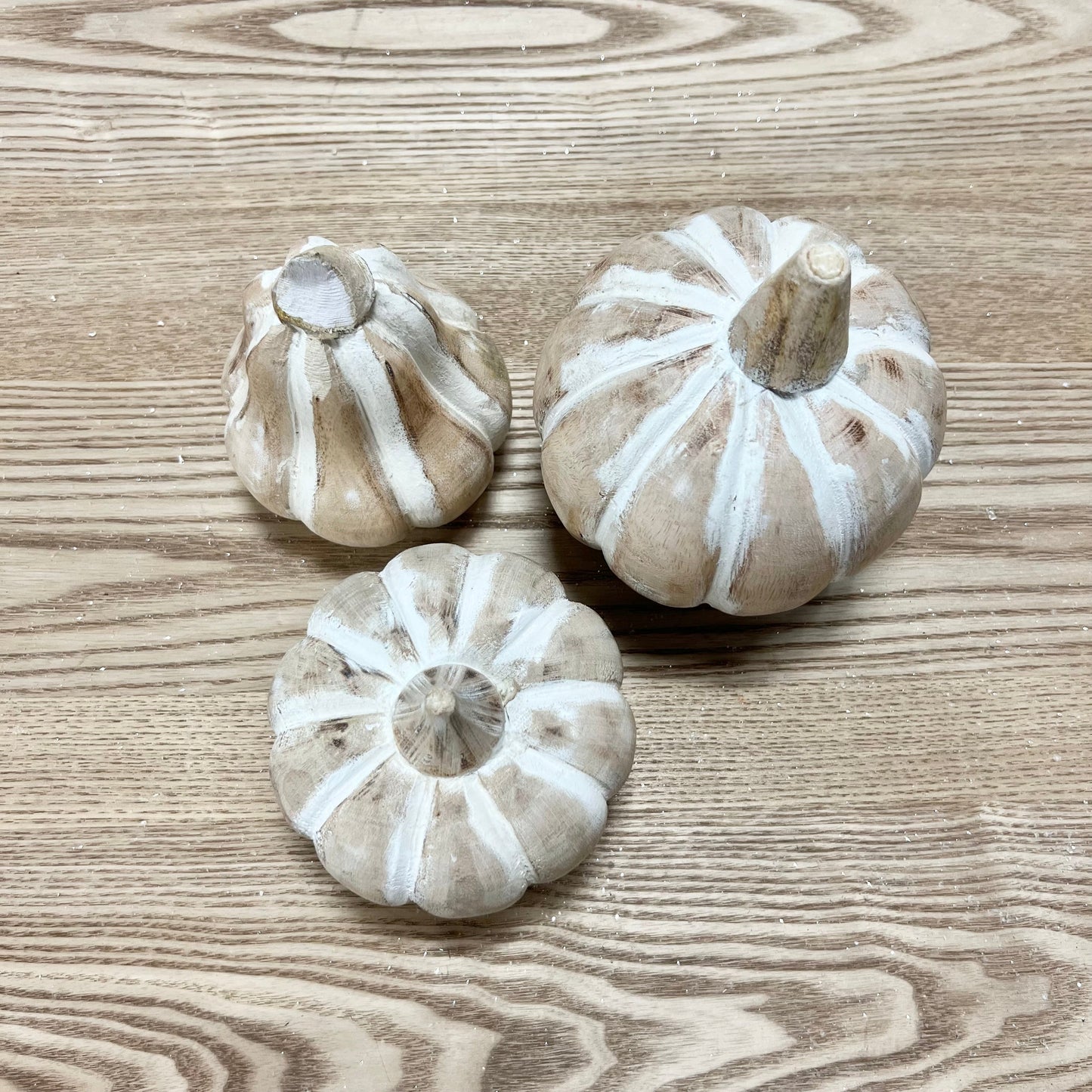 White Washed Mango Wood Pumpkins