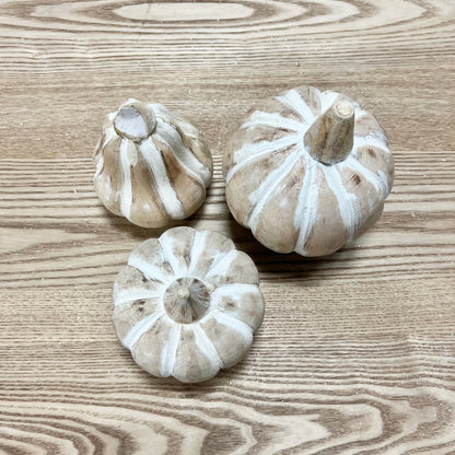 White Washed Mango Wood Pumpkins