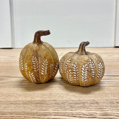 Engraved Resin Pumpkins - Set of 2