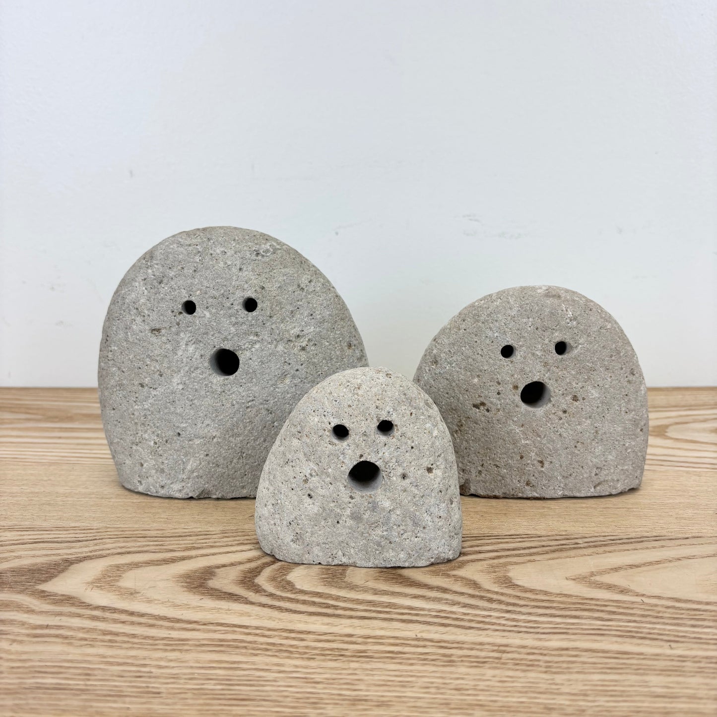 Set of 3 River Rock Ghosts