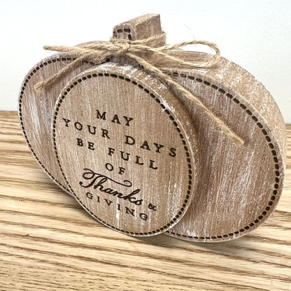 Wooden Pumpkin with Saying - double sided