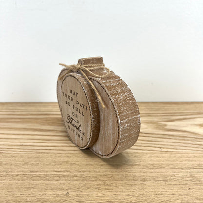 Wooden Pumpkin with Saying - double sided