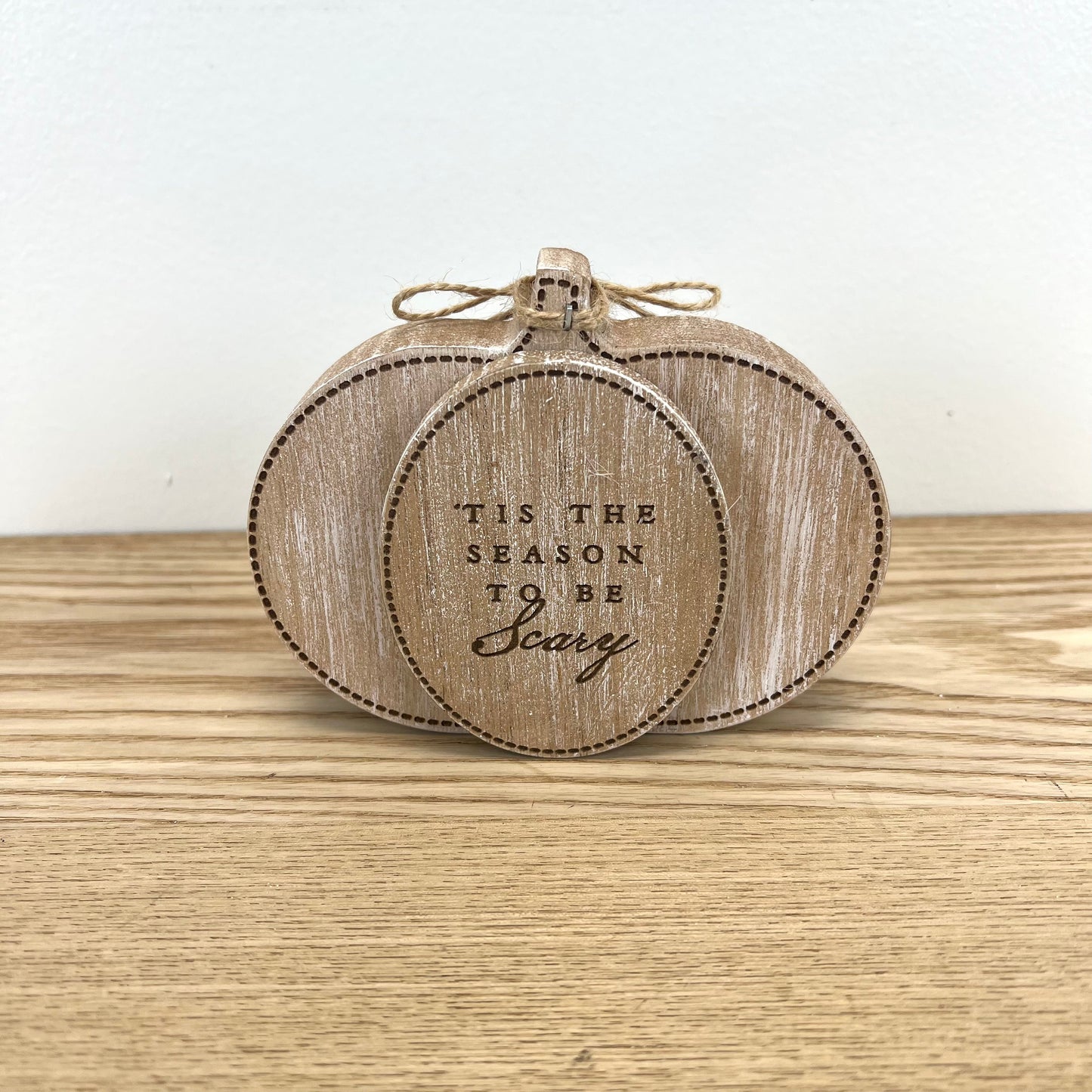 Wooden Pumpkin with Saying - double sided