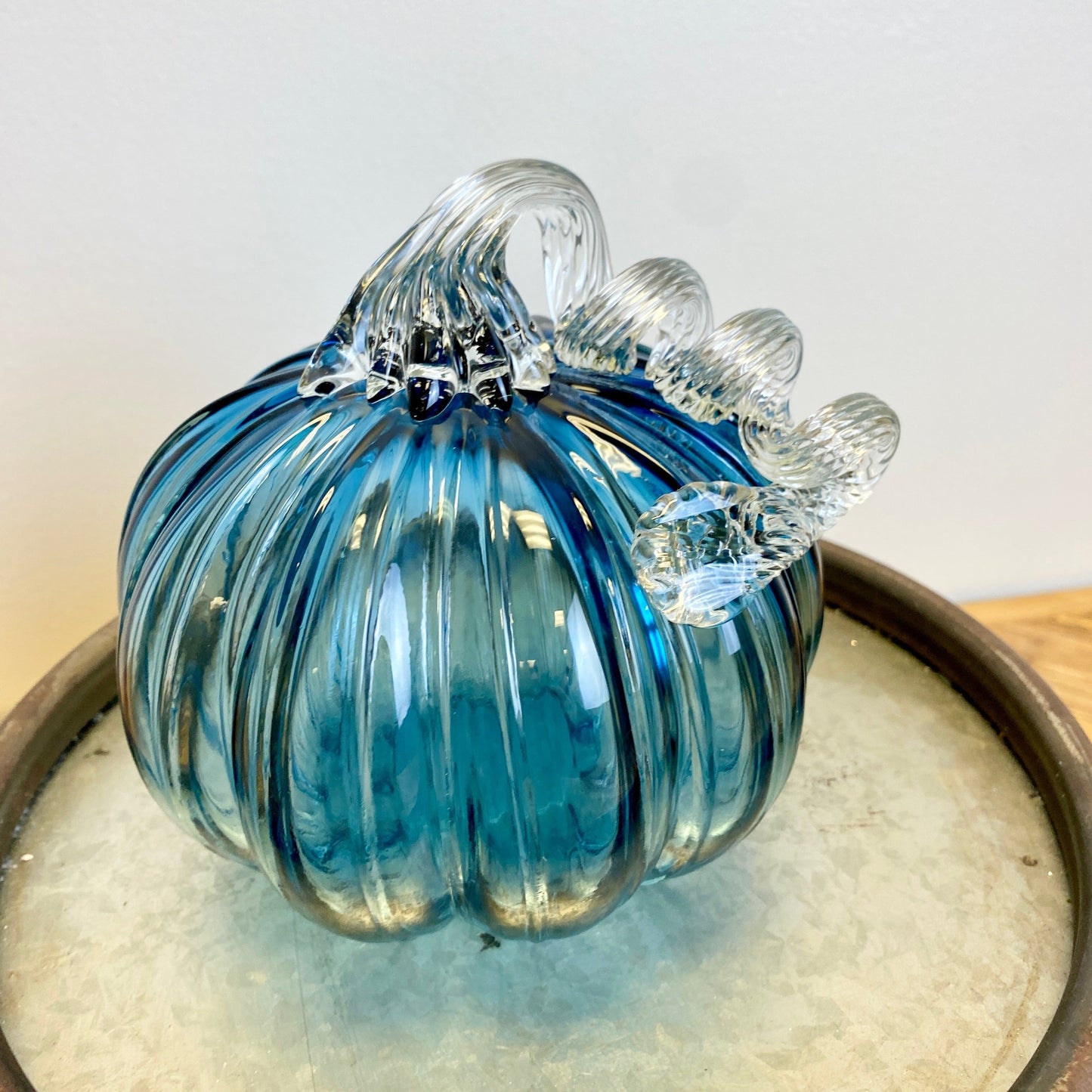 Blue Glass Pumpkin