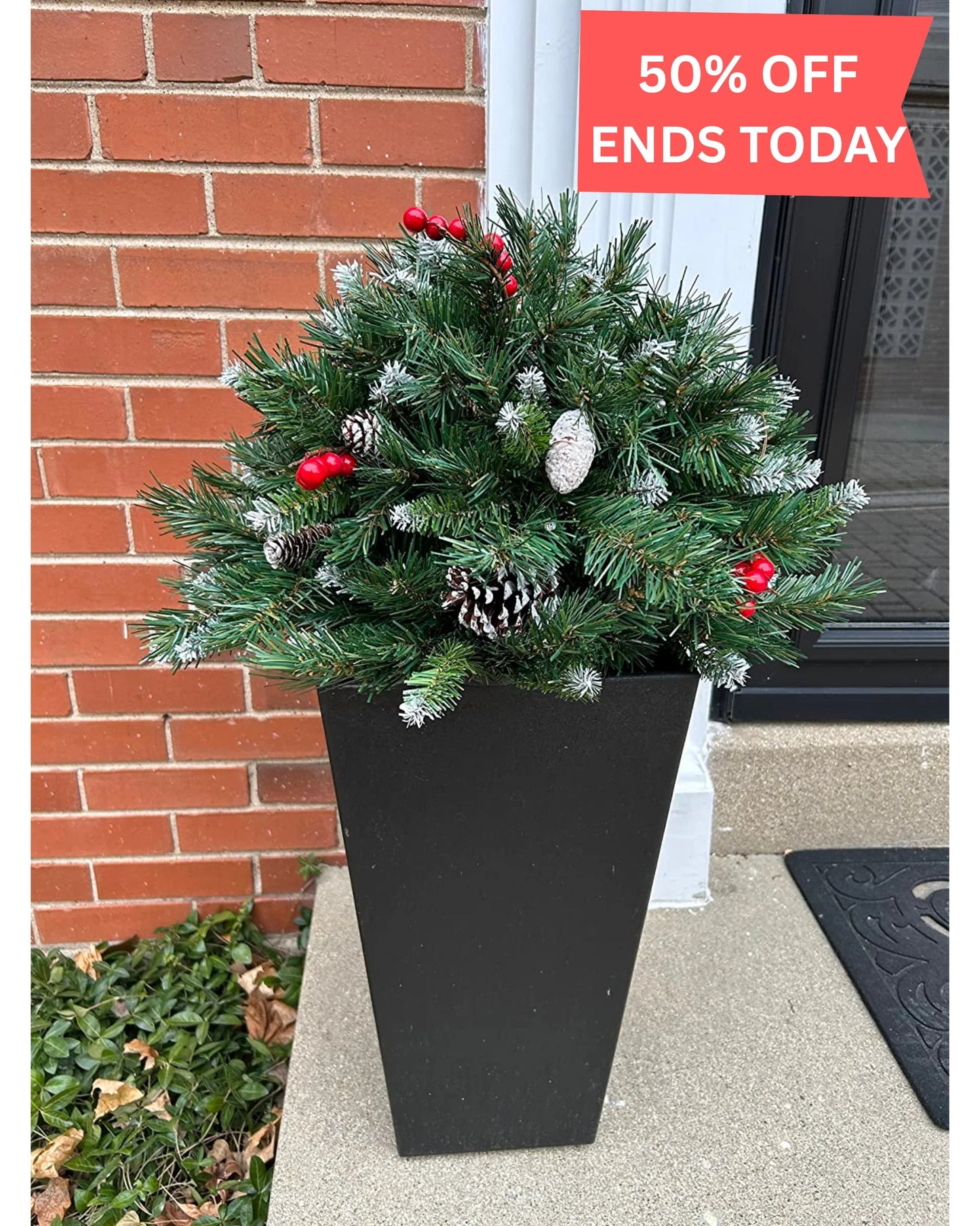 🎅🎄Christmas Sale 50% OFF🎁Pre-lit Artificial Christmas Tree Urn Filler ▶︎ Weatherproof sparkle for entryways and patios🎄