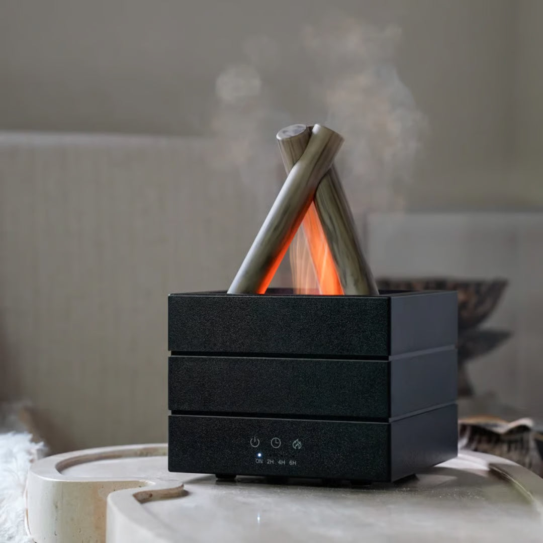 🔥Flame Fireplace Aroma Diffuser Humidifier Night Light Aromatherapy Timer Gift Atmosphere