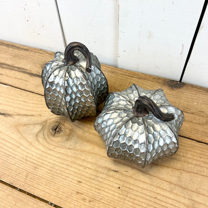Galvanized Looking Resin Pumpkins