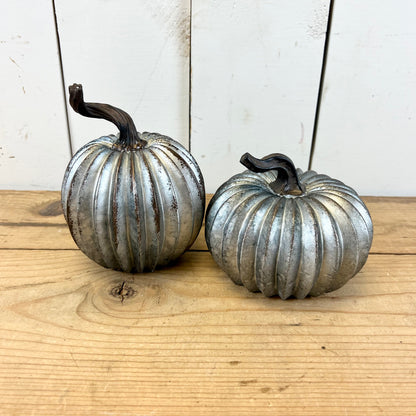 Galvanized Looking Resin Pumpkins