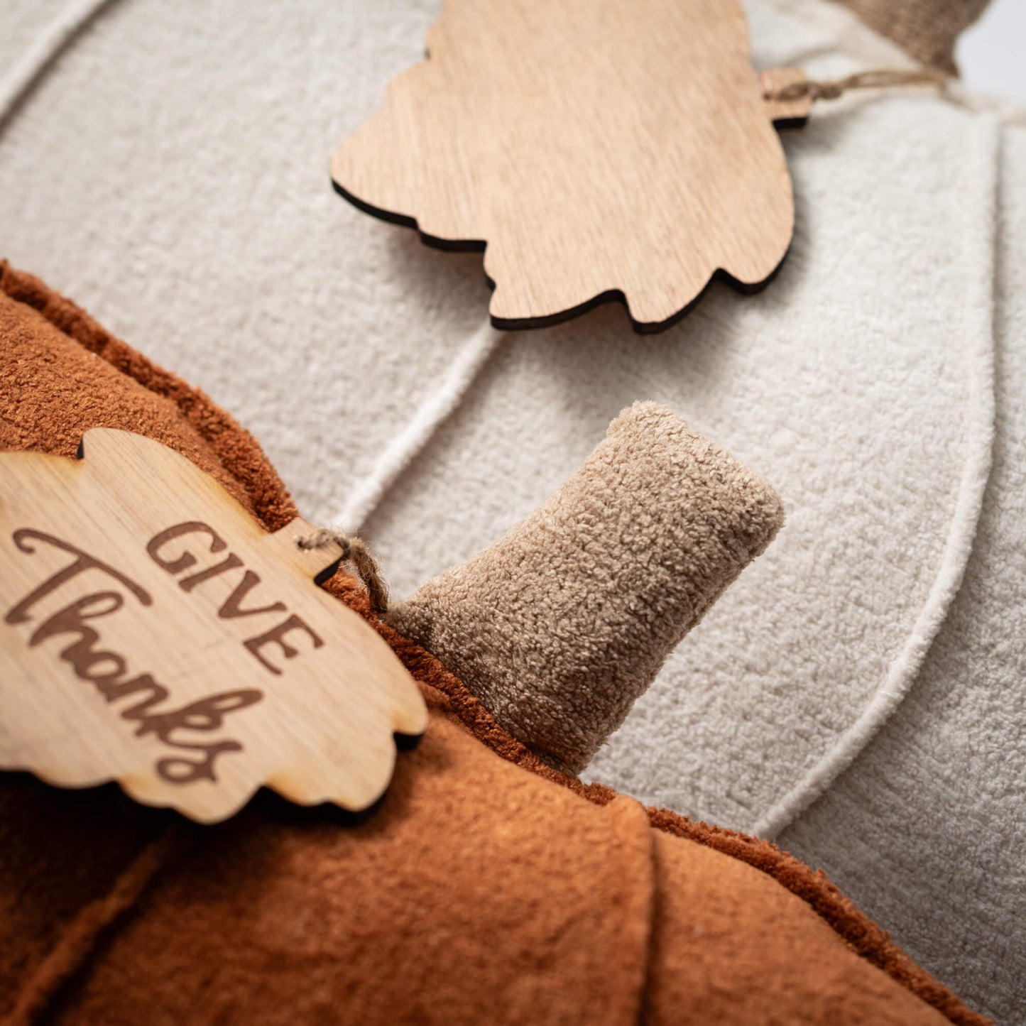 Pumpkin Pillow with Leaf - Two colors available