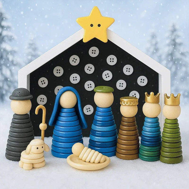 Button Nativity Scene Kit